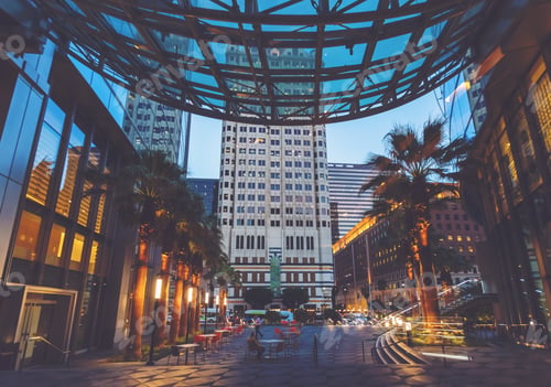 Preview: View Of A Large Plaza In Downtown Los Angeles, Ca