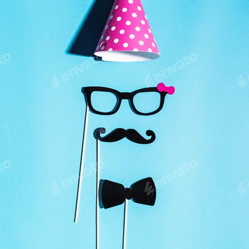 Preview: Party Objects Theme On A Blue Background