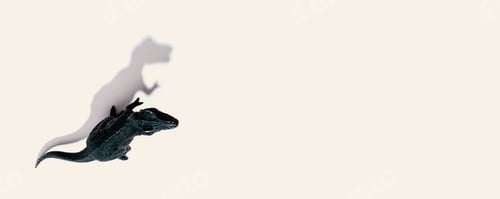 Preview: Tyrannosaurus Toy With Shadow From Above - Flat Lay