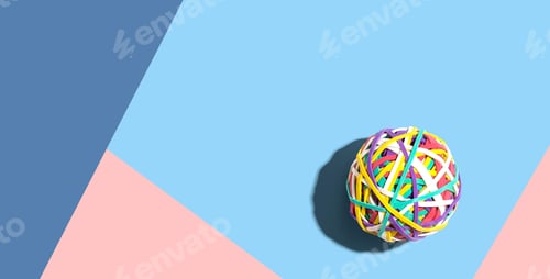 Preview: Elastic Band Ball With Drop Shadow Overhead View - Flat Lay