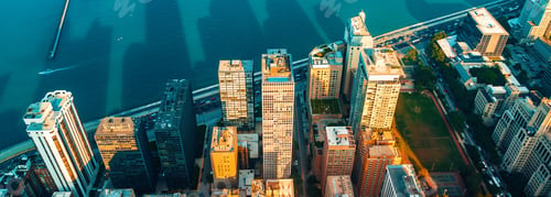 Preview: Chicago Cityscape With A View Of Lake Michigan From Above