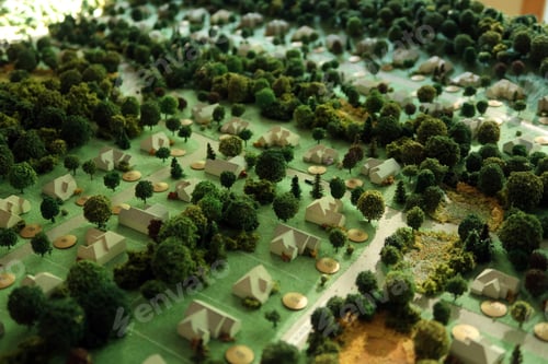 Preview: High Angle. Miniature Scene Representing A Neighborhood That Is Going To Be Built. Blurred Edges.
