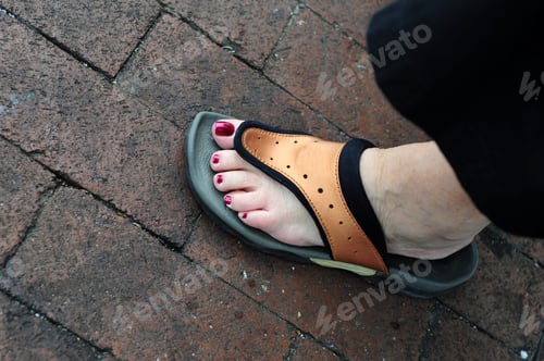 Preview: Foot Keeping Cool With With Sandals In Summer