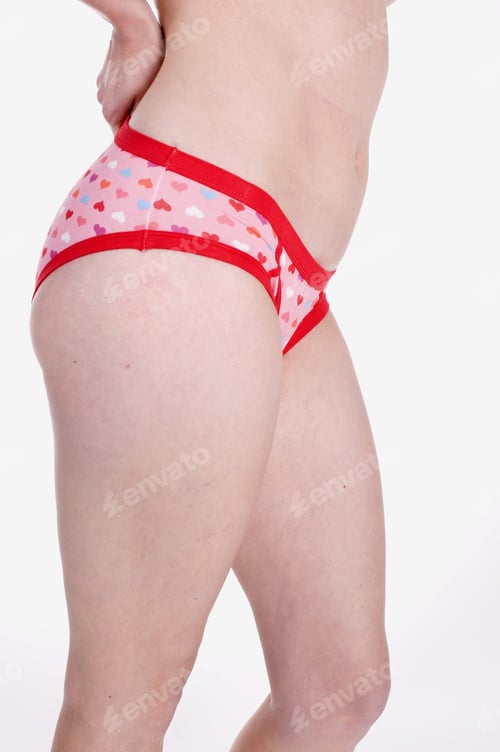 Preview: Side View Of Young Woman In Pink Underpants