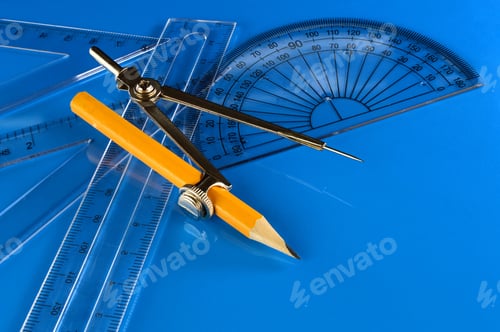 Preview: A Closeup Of A Geometry Math Set For Usage During Design And Development.