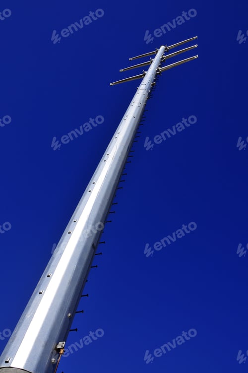 Preview: New Steel High Voltage Electric Transmission Tower Prior To Cable Installation