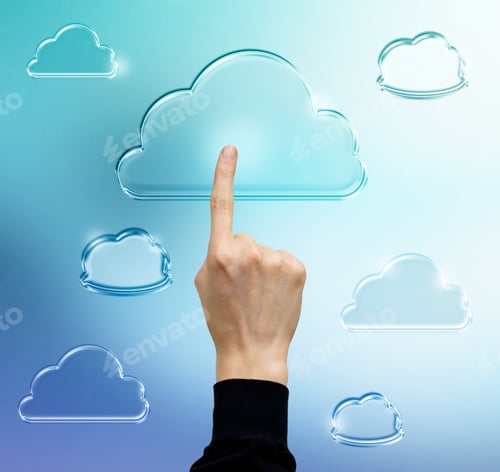 Preview: Pressing Cloud Computing Icon (In Blue)
