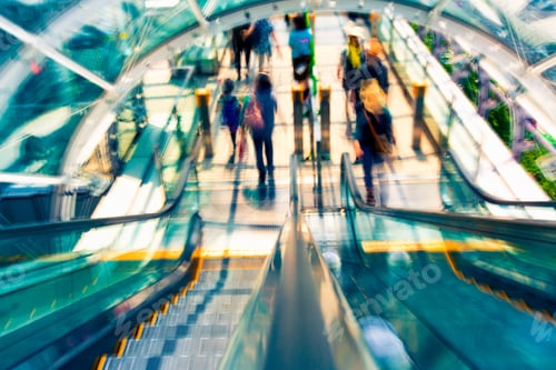 Preview: Abstract Motion Blurred View Through An Escalator Tunnel