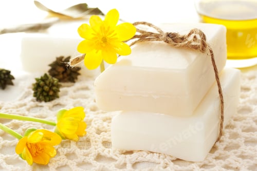 Preview: Bars Of Soap With Yellow Flowers And Oil