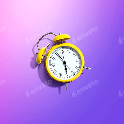 Preview: Yellow Vintage Alarm Clock With Shadow - Flat Lay