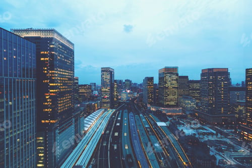 Preview: Aerial View Of Tokyo Station At Twilight