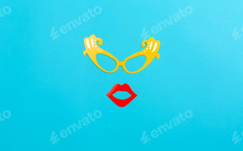 Preview: Party Sticks Accessories On A Blue Paper Background