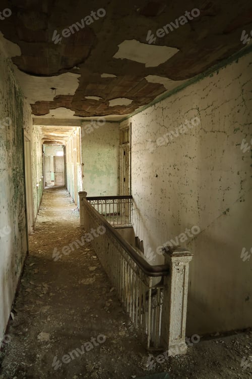 Preview: Stairs In An Old Abandoned Hospital. Natural Light.