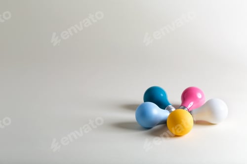 Preview: Colorful Light Bulbs On A White Background