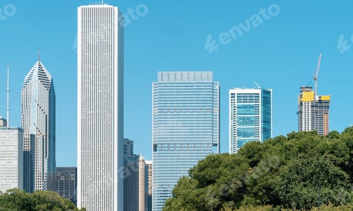 Preview: Chicago Skyline Skyscrapers And Cityscape During Late Afternoon