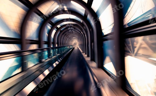 Preview: Abstract Motion Blurred View Through An Escalator Tunnel