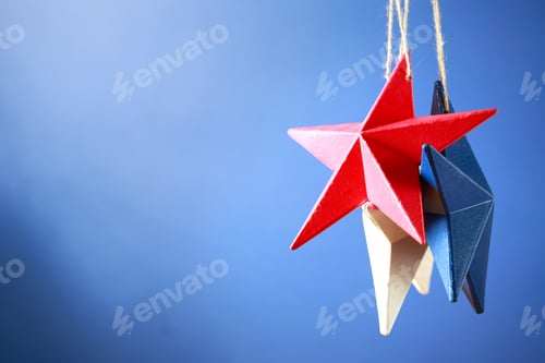 Preview: 4Th Of July American Independence Day Decorations On Blue Background