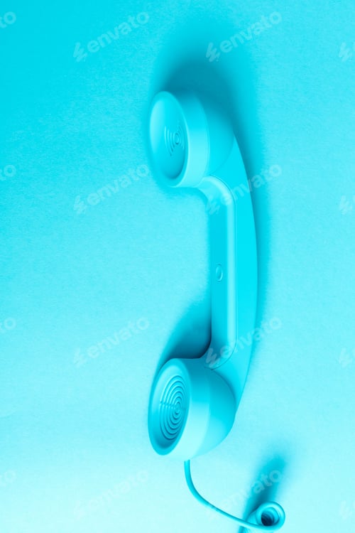 Preview: Old Style Retro Telephone On A Blue Background