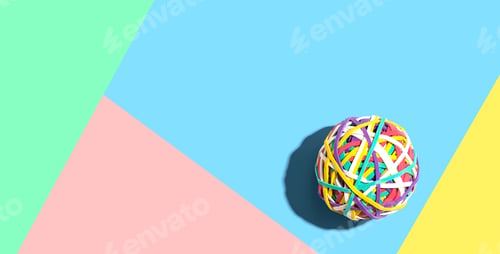 Preview: Elastic Band Ball With Drop Shadow Overhead View - Flat Lay