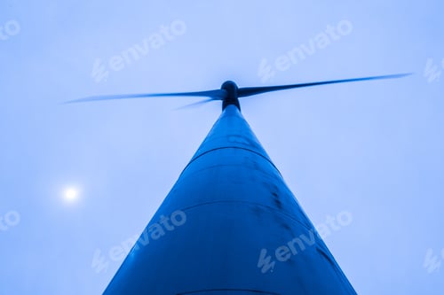 Preview: Looking Up At A Windmill With Moon