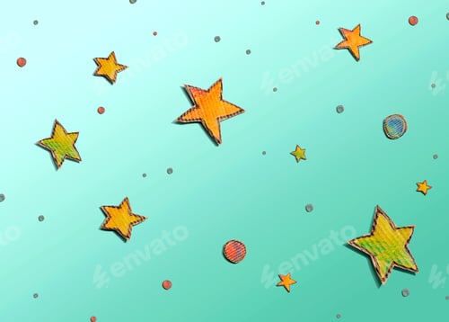 Preview: Stars And Planets Cardboard Craft Drawings - Flatlay