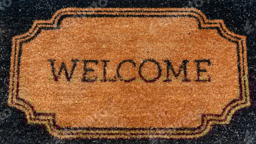 Preview: Photo Panorama Rectangular Black And Brown Doormat With The Word Welcome At The Center