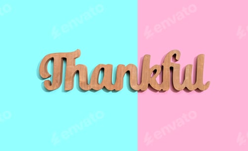 Preview: Thankful Wooden Text From Above - Overhead View