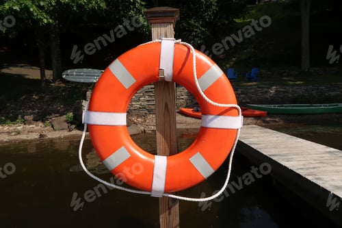 Preview: Life Preserver On Boat Dock.