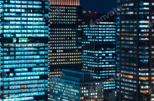 Preview: Skyscrapers Illuminated At Night In Tokyo, Japan