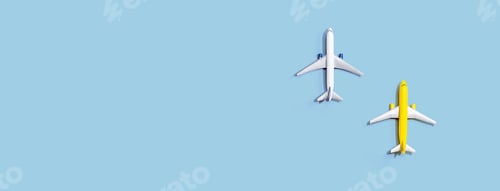 Preview: Flights Booking And Reservation Theme With Two Miniature Airplanes