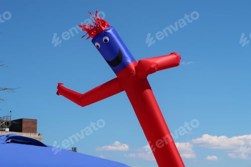 Preview: Inflatable Air Dancer Balloon Man On A Beautiful Summer Afternoon.