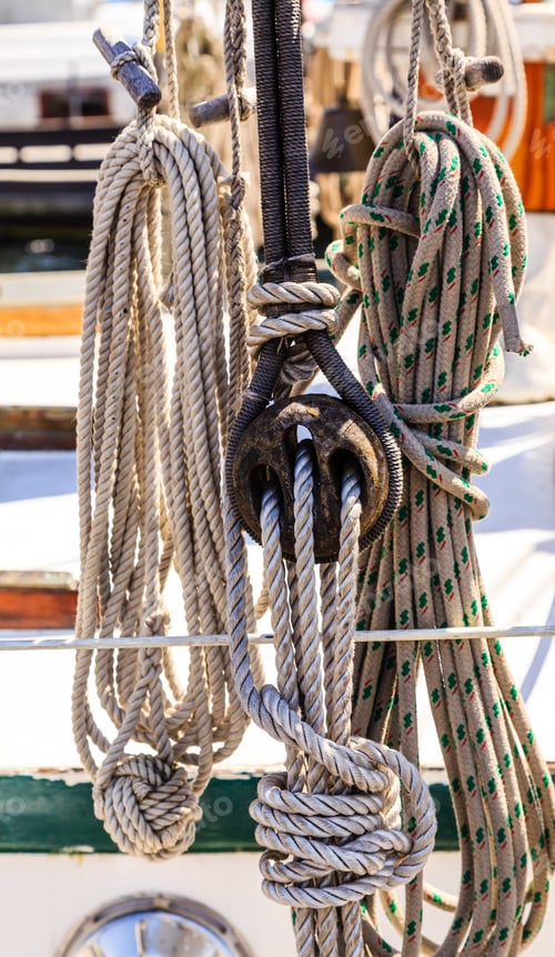 Preview: Ropes, Rigging And Details Of Equipment On An Old Sailboat