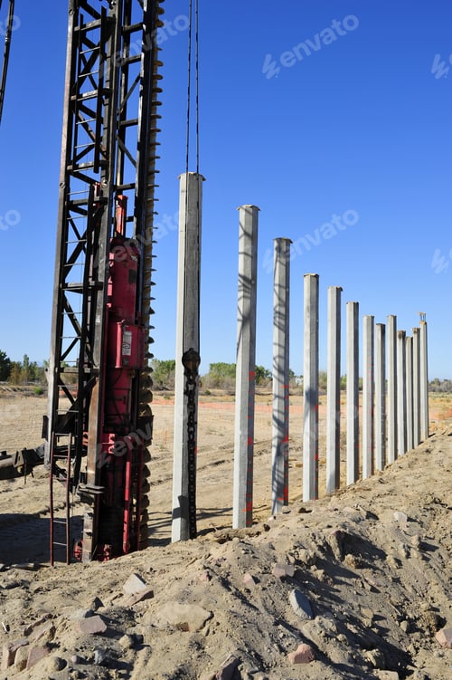 Preview: Pile Driver Works To Set Precast Concrete Piles For New Bridge