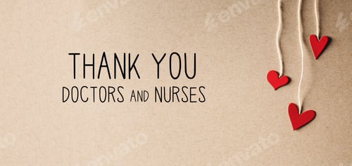 Preview: Thank You Doctors And Nurses Message With Handmade Small Paper Hearts