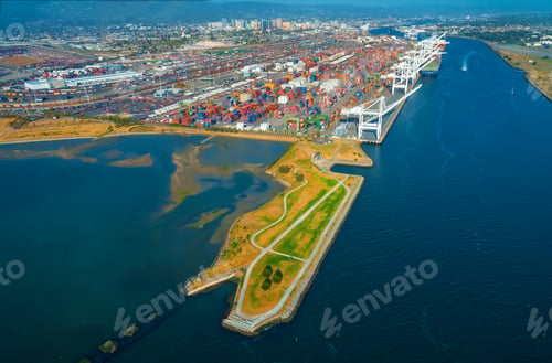 Preview: Oakland Harbor Port Terminal With Shipping Containers