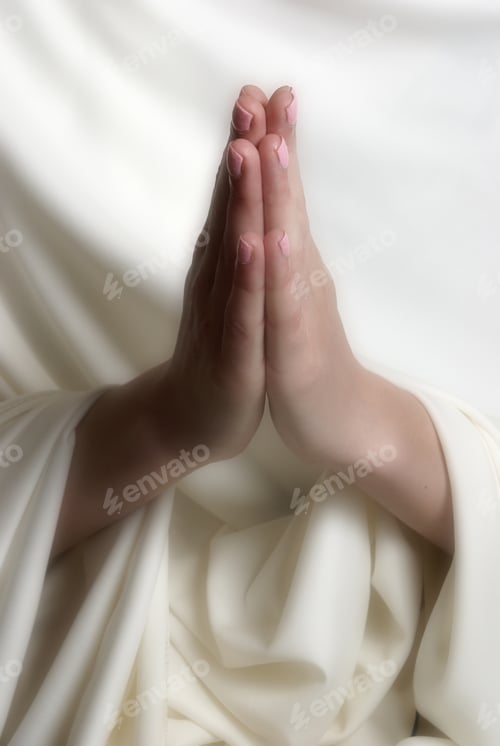 Preview: A Young Woman Faithfully Brings Her Hands Together In Essence Of Prayer.