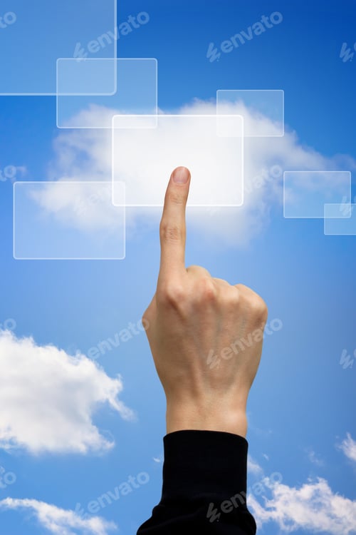 Preview: Hand Pushing The Cloud Computing Button