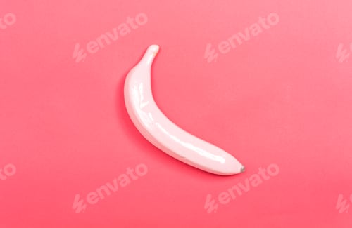 Preview: Funky Painted Banana On A Pink Paper Background