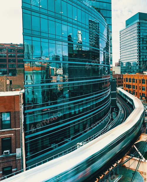 Preview: An Elevated Train Curving Through Downtown Chicago