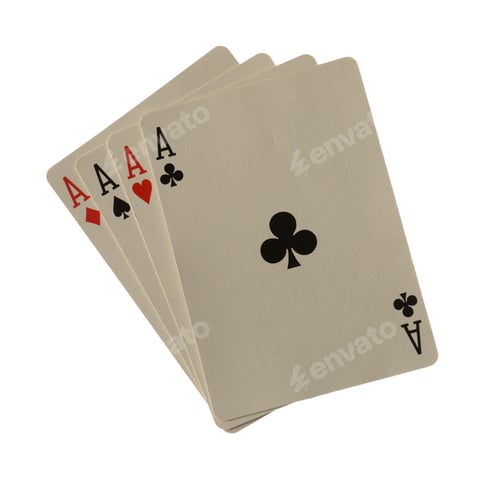 Preview: An Isolated Over White Background Image Of A Poker Hand Made Of Four Aces.