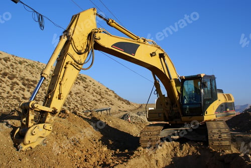 Preview: Articulated Boom Of Construction Equipment Used For Digging Trench