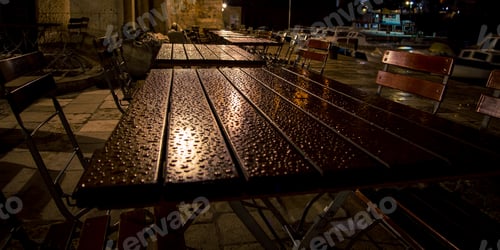 Preview: Wet Restaurant Table At Night