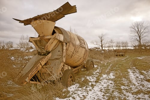 Preview: A Piece Of Farm Equipment In A Field.