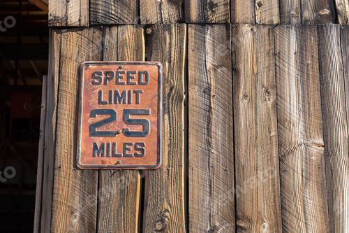 Preview: Vintage Speed Limit Sign On A Barn Wall