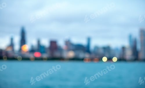 Preview: Blurred Bokeh Chicago Abstract Cityscape Skyline Background