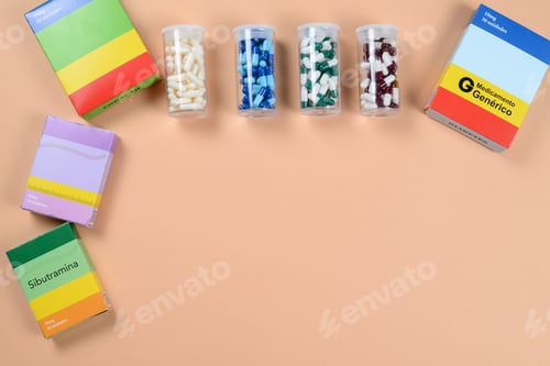 Preview: Colored Capsule Of Medication In Transparent Plastic Storage And Container Medicine Box - Medicine