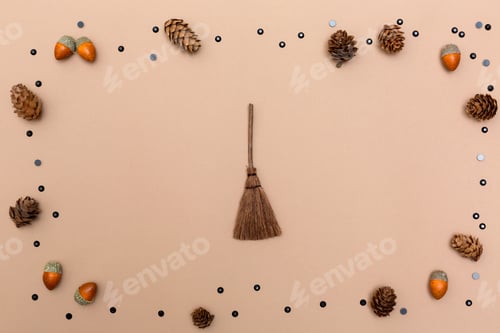 Preview: Autumn Themed Elements On A Light Brown Paper Background
