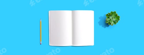 Preview: Blank White Notebook From Above - Flat Lay