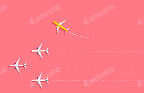 Preview: One Out Unique Toy Airplane Concept Overhead View Flat Lay