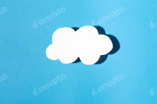 Preview: Paper Cloud With Hard Shadow On A Blue Background